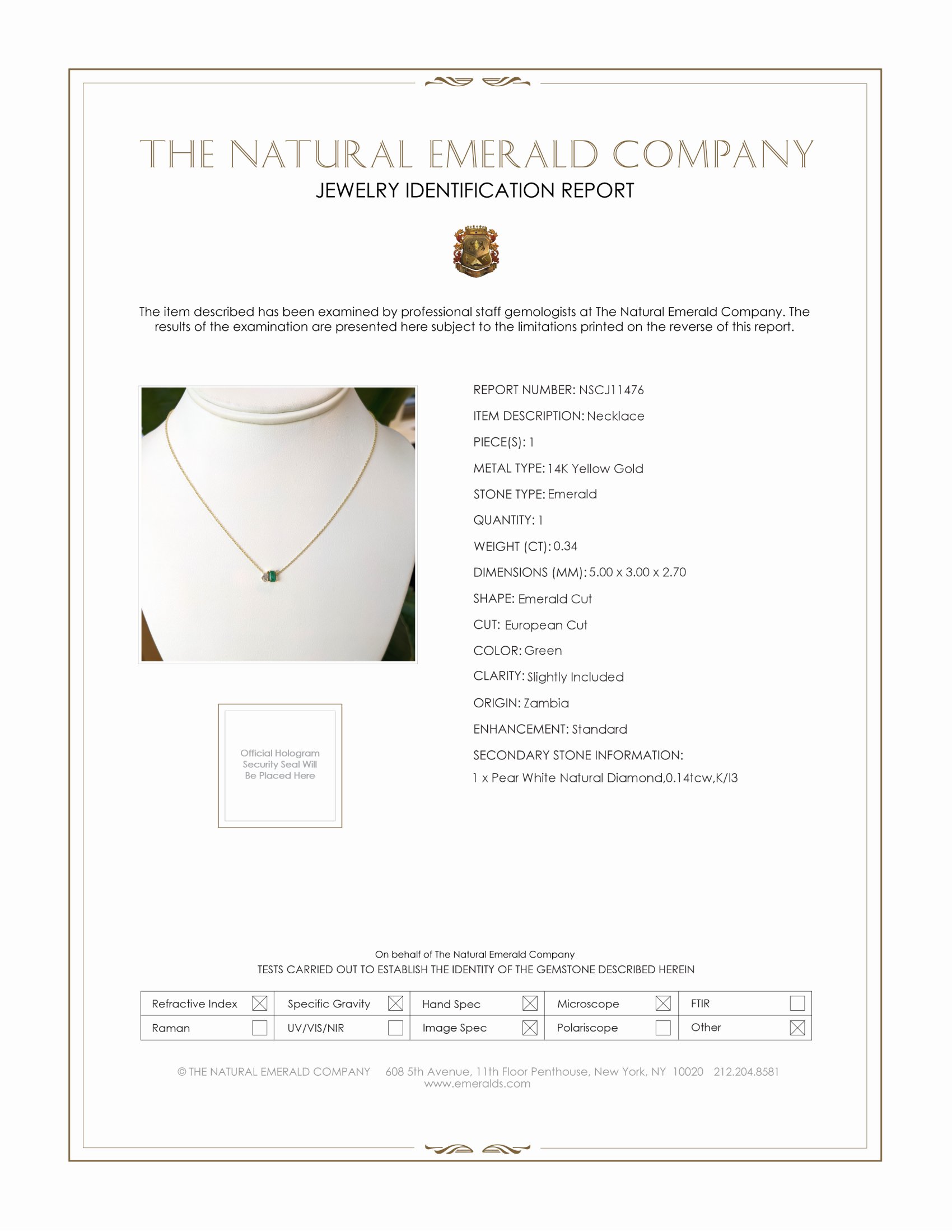 0.48 Ct. Emerald Accent Stones Necklace, 14K Yellow Gold