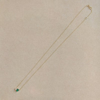 0.48 Ct. Emerald and Natural Diamond Accent Stones Necklace, 14K Yellow Gold Image