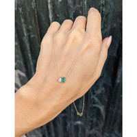 0.48 Ct. Emerald Accent Stones Necklace, 14K Yellow Gold Life Style