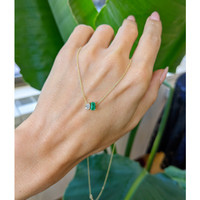 0.48 Ct. Emerald Accent Stones Necklace, 14K Yellow Gold Life Style
