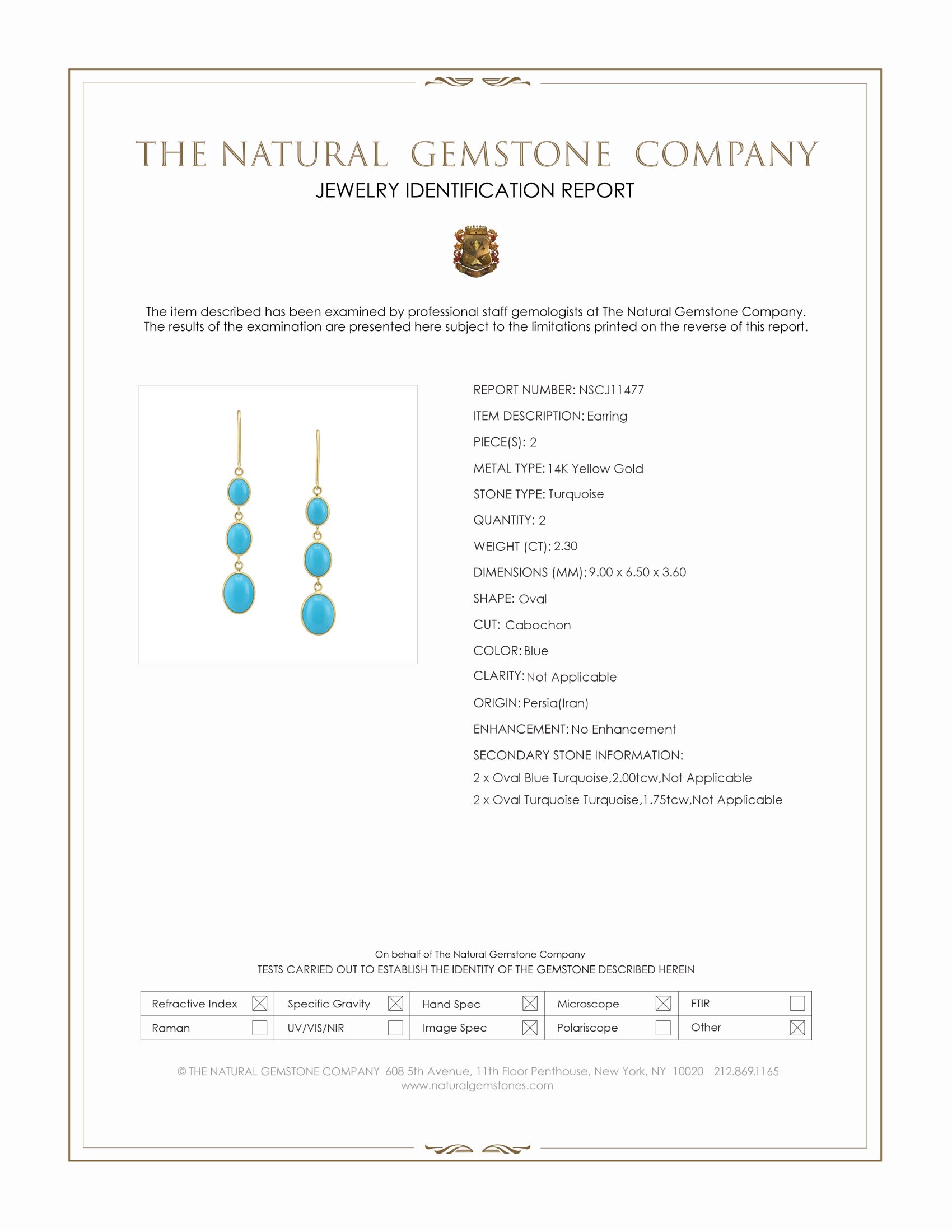 2.30 Ct.Tw. Blue Turquoise and Turquoise Turquoise Bezel Earrings, 14K Yellow Gold