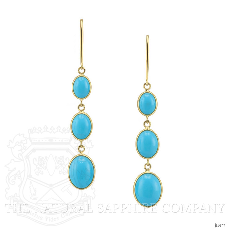 2.30 Ct.Tw. Turquoise Turquoise Bezel Earrings, 14K Yellow Gold