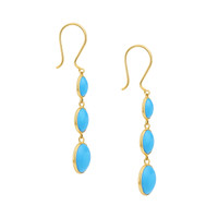 2.30 Ct.Tw. Turquoise Turquoise Bezel Earrings, 14K Yellow Gold Image