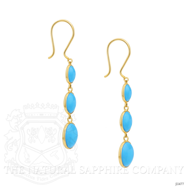 2.30 Ct.Tw. Turquoise Turquoise Bezel Earrings, 14K Yellow Gold