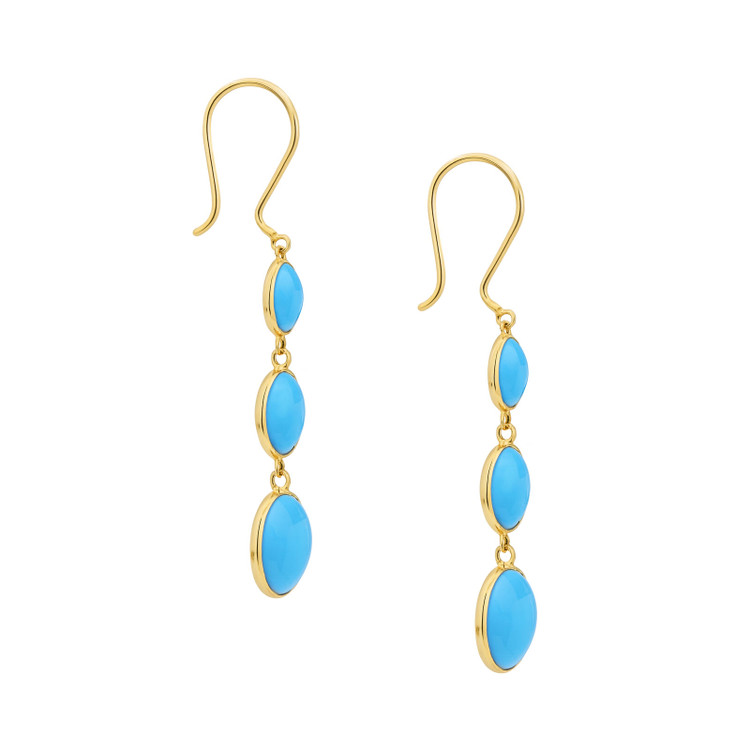 2.30 Ct.Tw. Turquoise Turquoise Bezel Earrings, 14K Yellow Gold