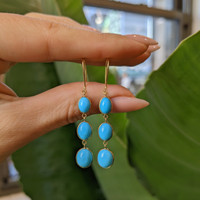 2.30 Ct.Tw. Turquoise Turquoise Bezel Earrings, 14K Yellow Gold Life Style