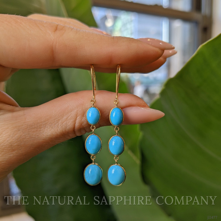 2.30 Ct.Tw. Turquoise Turquoise Bezel Earrings, 14K Yellow Gold