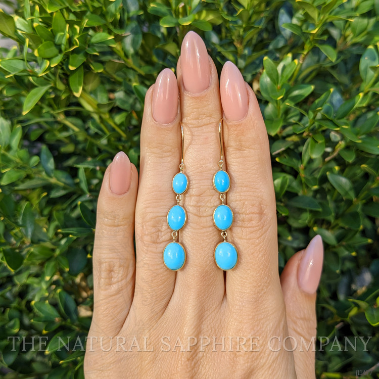 2.30 Ct.Tw. Turquoise Turquoise Bezel Earrings, 14K Yellow Gold