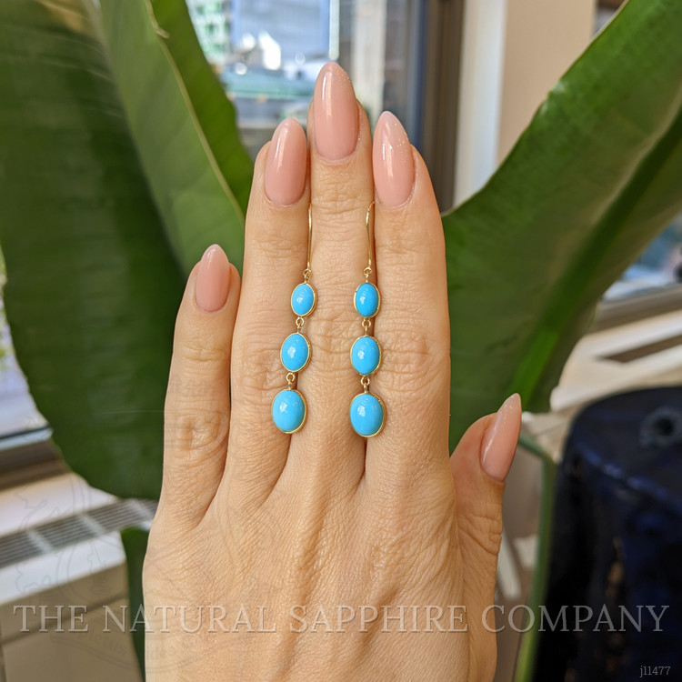 2.30 Ct.Tw. Turquoise Turquoise Bezel Earrings, 14K Yellow Gold