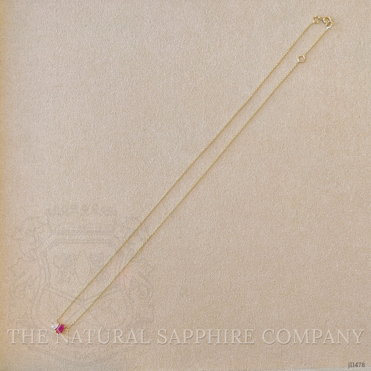 0.51 Ct. Ruby Accent Stones Necklace, 14K Yellow Gold