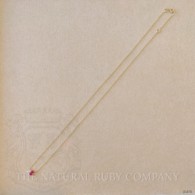 0.51 Ct. Ruby Accent Stones Necklace, 14K Yellow Gold