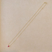 0.51 Ct. Pinkish Red Ruby and Natural Diamond Accent Stones Necklace, 14K Yellow Gold Image