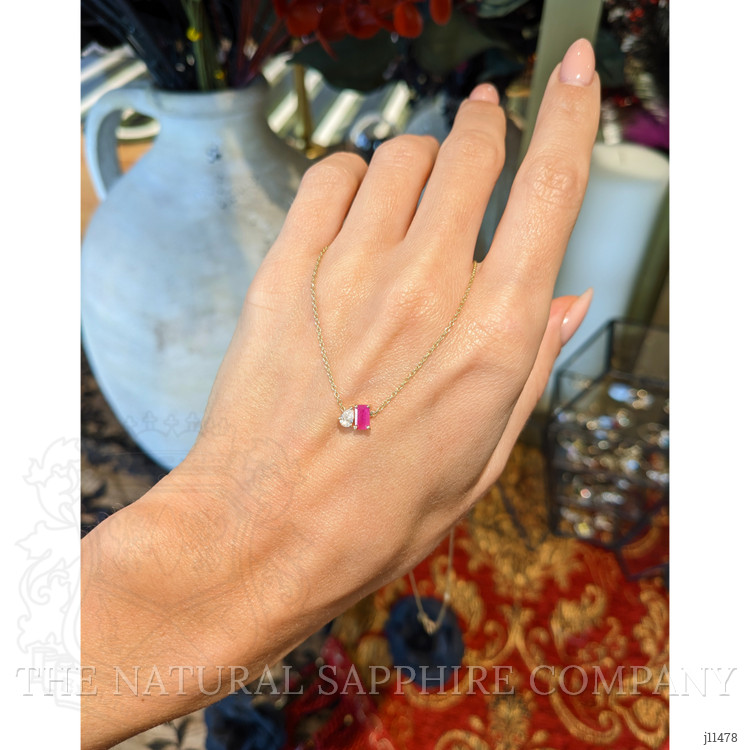 0.51 Ct. Ruby Accent Stones Necklace, 14K Yellow Gold