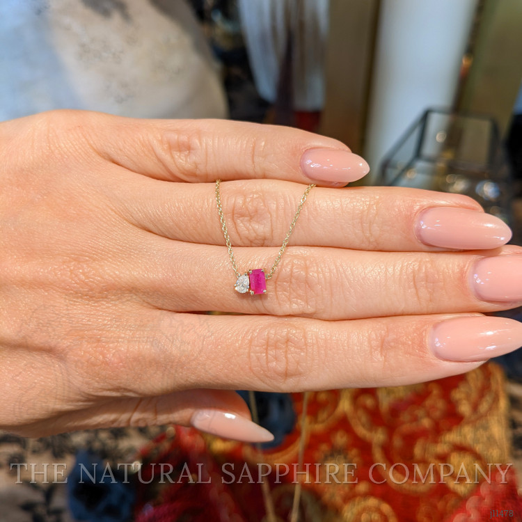 0.51 Ct. Ruby Accent Stones Necklace, 14K Yellow Gold