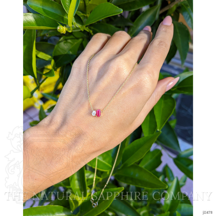 0.51 Ct. Ruby Accent Stones Necklace, 14K Yellow Gold