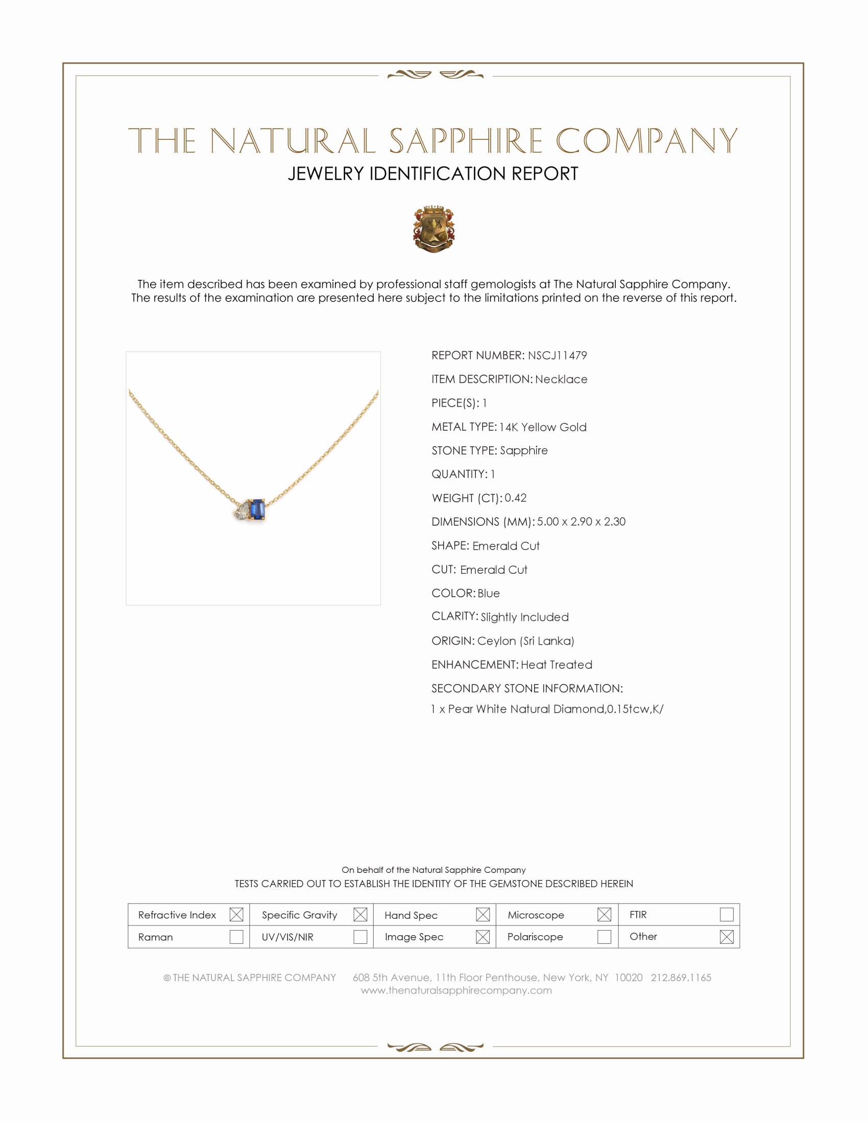 0.42 Ct. Blue Sapphire and Natural Diamond Accent Stones Necklace, 14K Yellow Gold