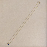 0.42 Ct. Blue Sapphire and Natural Diamond Accent Stones Necklace, 14K Yellow Gold Image