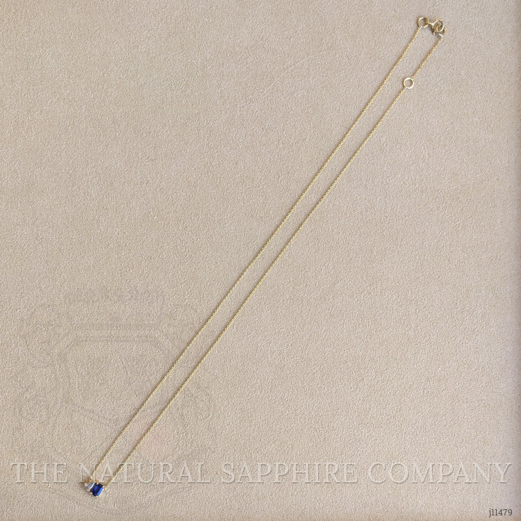 0.42 Ct. Blue Sapphire and Natural Diamond Accent Stones Necklace, 14K Yellow Gold