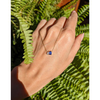 0.42 Ct. Blue Sapphire and Natural Diamond Accent Stones Necklace, 14K Yellow Gold Life Style