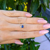 0.42 Ct. Blue Sapphire and Natural Diamond Accent Stones Necklace, 14K Yellow Gold Life Style