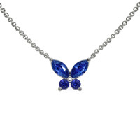 0.35 Ct. Blue Sapphire Multi Stone Necklace, 14K White Gold Video