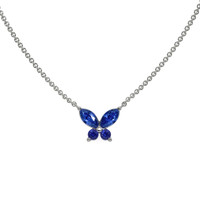 0.35 Ct. Blue Sapphire Multi Stone Necklace, 14K White Gold Image