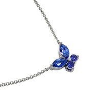 0.35 Ct. Blue Sapphire Multi Stone Necklace, 14K White Gold Image