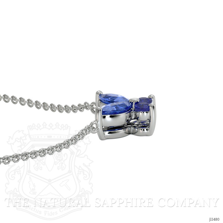 0.35 Ct. Blue Sapphire Multi Stone Necklace, 14K White Gold