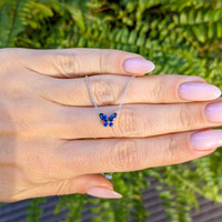 0.35 Ct. Blue Sapphire Multi Stone Necklace, 14K White Gold Life Style