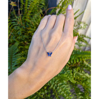 0.35 Ct. Blue Sapphire Multi Stone Necklace, 14K White Gold Life Style