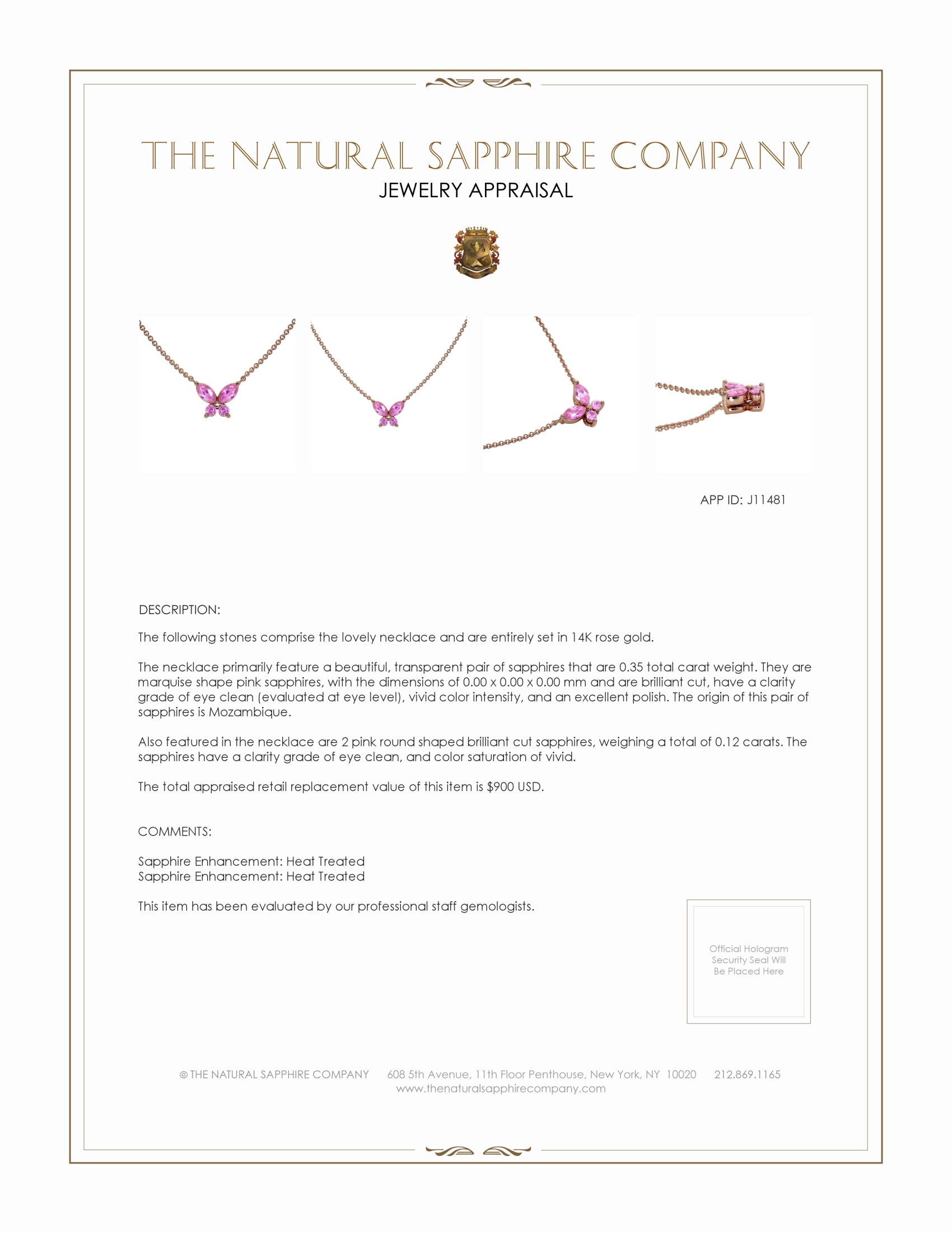 0.35 Ct. Pink Sapphire Multi Stone Necklace, 14K Rose Gold