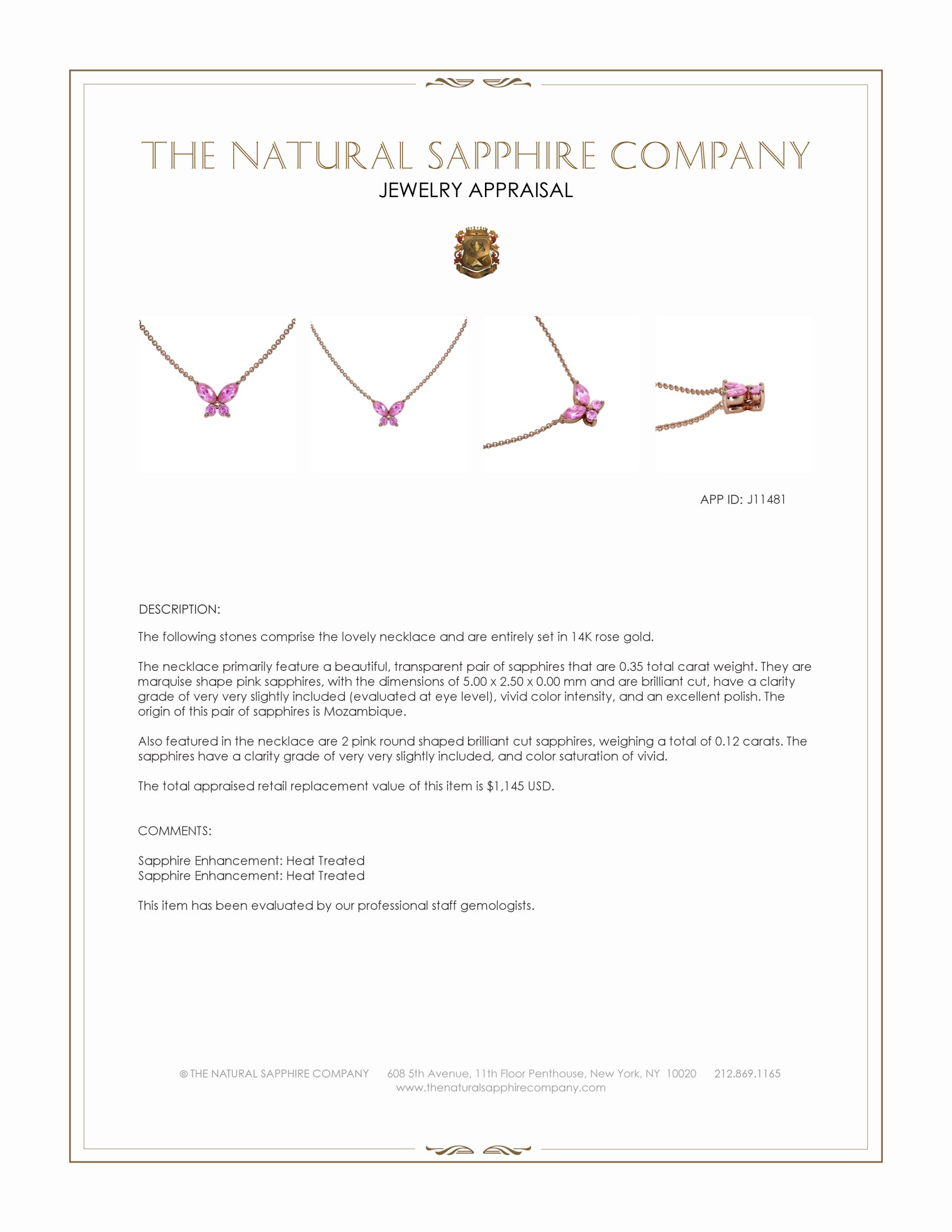 0.35 Ct. Pink Sapphire Multi Stone Necklace, 14K Rose Gold