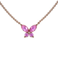 0.35 Ct. Pink Sapphire Multi Stone Necklace, 14K Rose Gold Video