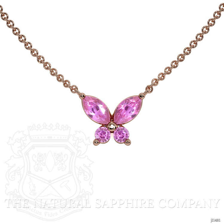 0.35 Ct. Pink Sapphire Multi Stone Necklace, 14K Rose Gold