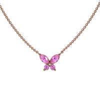 0.35 Ct. Pink Sapphire Multi Stone Necklace, 14K Rose Gold Image