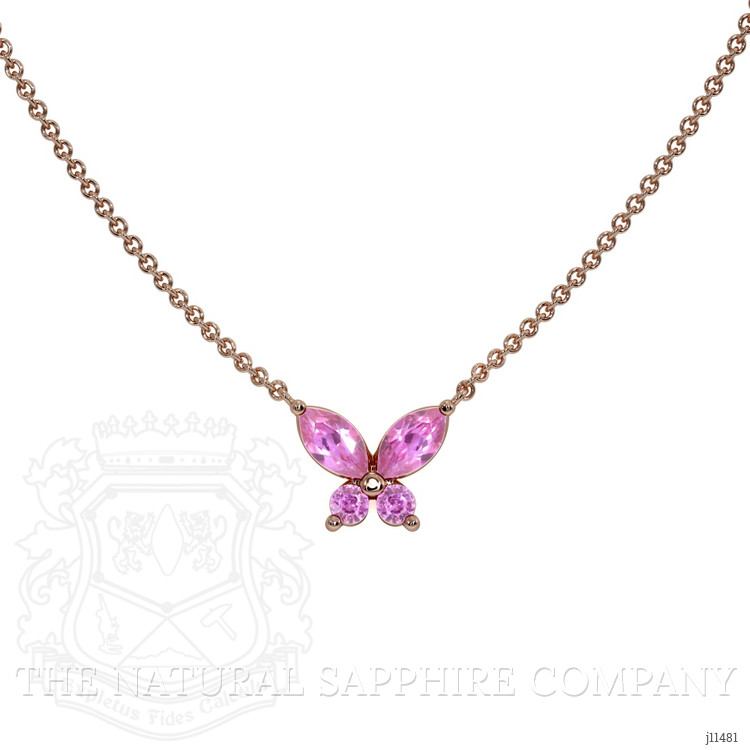 0.35 Ct. Pink Sapphire Multi Stone Necklace, 14K Rose Gold
