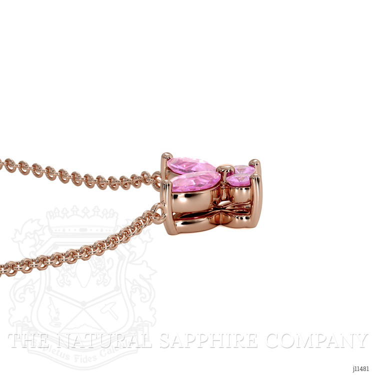 0.35 Ct. Pink Sapphire Multi Stone Necklace, 14K Rose Gold