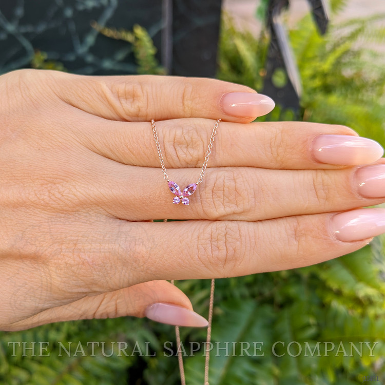 0.35 Ct. Pink Sapphire Multi Stone Necklace, 14K Rose Gold
