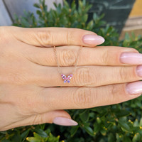 0.35 Ct. Pink Sapphire Multi Stone Necklace, 14K Rose Gold Life Style