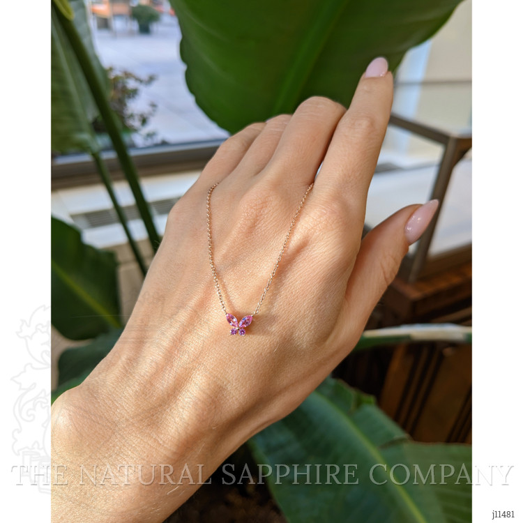 0.35 Ct. Pink Sapphire Multi Stone Necklace, 14K Rose Gold