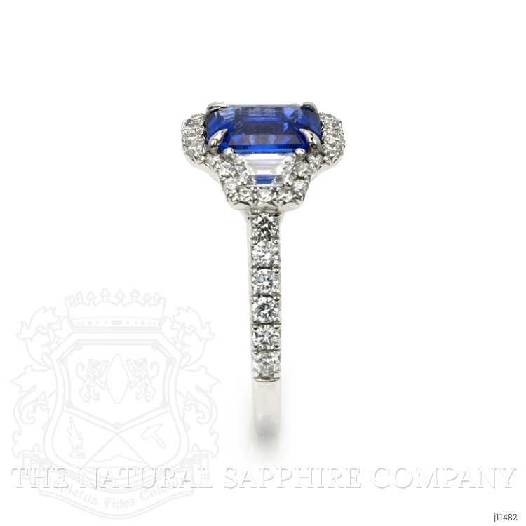 2.32 Ct. Blue Sapphire and Natural Diamond Pave Ring, 18K White Gold