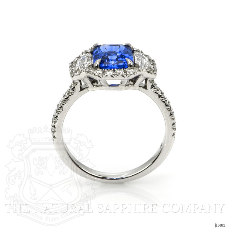 2.32 Ct. Blue Sapphire and Natural Diamond Pave Ring, 18K White Gold