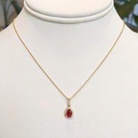 0.45 Ct. Ruby Natural Diamond Halo Pendant, 18K Yellow Gold Image