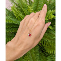 0.45 Ct. Ruby Natural Diamond Halo Pendant, 18K Yellow Gold Life Style