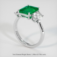 2.29 Ct. Emerald Lab Grown Diamond Three Stone Ring, Platinum 950 Image