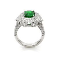 2.37 Ct. Emerald Natural Diamond Pave Ring, 18K White Gold Image