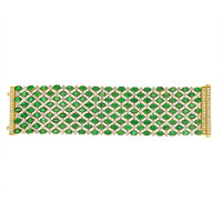 50.00 Ct.Tw. Emerald Natural Diamond Accent Stones Bracelet, 14K Yellow Gold Image