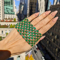 50.00 Ct.Tw. Emerald Natural Diamond Accent Stones Bracelet, 14K Yellow Gold Life Style