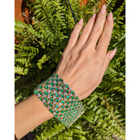 50.00 Ct.Tw. Emerald Natural Diamond Accent Stones Bracelet, 14K Yellow Gold Life Style