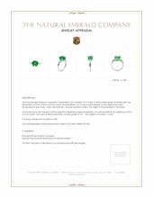 3.12 Ct. Emerald Natural Diamond Three Stone Ring, Platinum 950 Appraisal